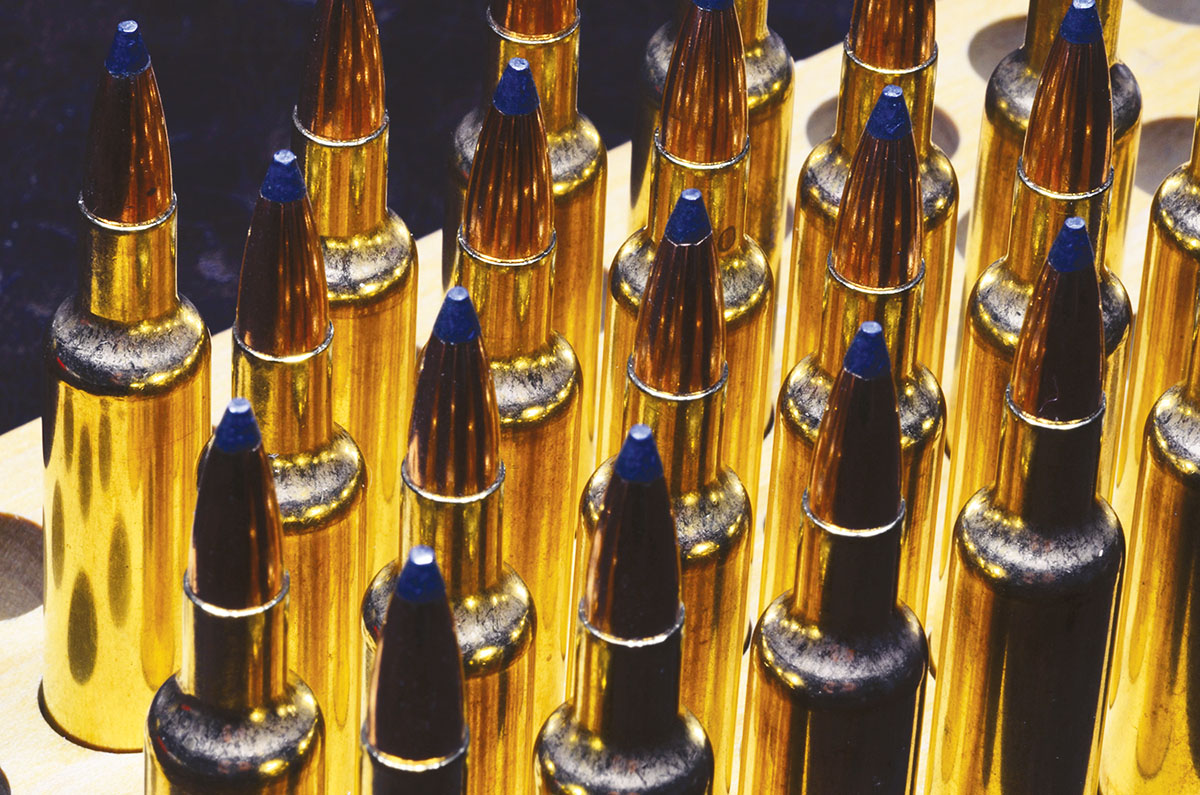 Like guardsmen on parade: Freshly loaded 257 Weatherby cartridges make you feel good just to look at them.